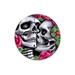 Black Skulls Red Roses Magnet 3  (Round)