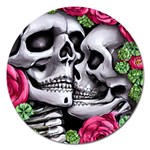 Black Skulls Red Roses Magnet 5  (Round)