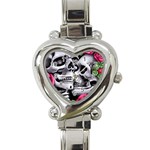 Black Skulls Red Roses Heart Italian Charm Watch