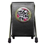 Black Skulls Red Roses Pen Holder Desk Clock