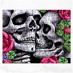 Black Skulls Red Roses Rectangular Jigsaw Puzzl