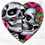 Black Skulls Red Roses Jigsaw Puzzle (Heart)