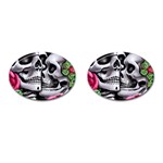 Black Skulls Red Roses Cufflinks (Oval)