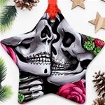 Black Skulls Red Roses Star Ornament (Two Sides)