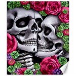 Black Skulls Red Roses Canvas 8  x 10 