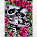 Black Skulls Red Roses Canvas 12  x 16 