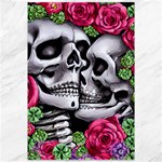 Black Skulls Red Roses Canvas 12  x 18 