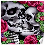 Black Skulls Red Roses Canvas 16  x 16 