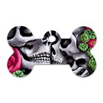 Black Skulls Red Roses Dog Tag Bone (One Side)