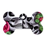 Black Skulls Red Roses Dog Tag Bone (Two Sides)