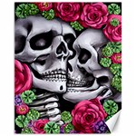 Black Skulls Red Roses Canvas 11  x 14 