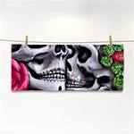 Black Skulls Red Roses Hand Towel