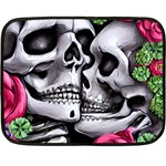 Black Skulls Red Roses One Side Fleece Blanket (Mini)