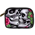 Black Skulls Red Roses Digital Camera Leather Case