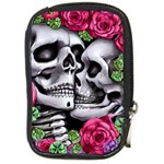 Black Skulls Red Roses Compact Camera Leather Case