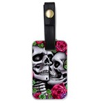 Black Skulls Red Roses Luggage Tag (one side)