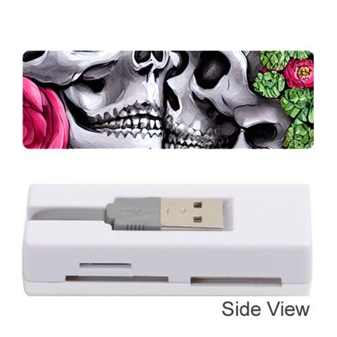 Black Skulls Red Roses Memory Card Reader (Stick) from ArtsNow.com Front
