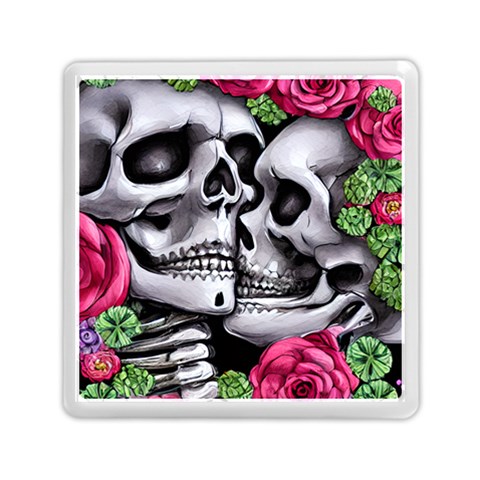 Black Skulls Red Roses Memory Card Reader (Square) from ArtsNow.com Front