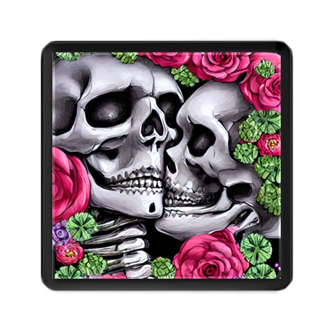 Black Skulls Red Roses Memory Card Reader (Square) from ArtsNow.com Front