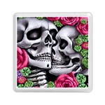 Black Skulls Red Roses Memory Card Reader (Square)