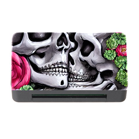 Black Skulls Red Roses Memory Card Reader with CF from ArtsNow.com Front