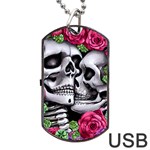 Black Skulls Red Roses Dog Tag USB Flash (One Side)