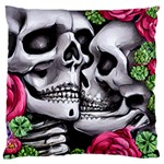 Black Skulls Red Roses Large Cushion Case (One Side)