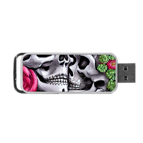 Black Skulls Red Roses Portable USB Flash (Two Sides) from ArtsNow.com Front