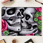 Black Skulls Red Roses Cosmetic Bag (XXXL)