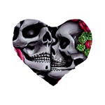 Black Skulls Red Roses Standard 16  Premium Heart Shape Cushions