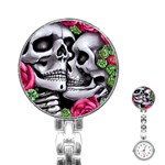 Black Skulls Red Roses Stainless Steel Nurses Watch