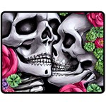 Black Skulls Red Roses Fleece Blanket (Medium)