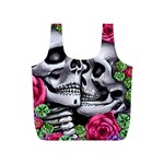 Black Skulls Red Roses Full Print Recycle Bag (S)