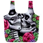 Black Skulls Red Roses Full Print Recycle Bag (XL)