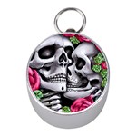 Black Skulls Red Roses Mini Silver Compasses