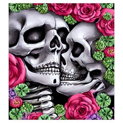 Black Skulls Red Roses Drawstring Pouch (Large) from ArtsNow.com Back
