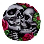 Black Skulls Red Roses Large 18  Premium Flano Round Cushions