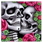 Black Skulls Red Roses Square Satin Scarf (36  x 36 )