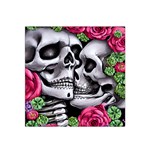 Black Skulls Red Roses Satin Bandana Scarf 22  x 22 