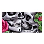 Black Skulls Red Roses Satin Shawl 45  x 80 