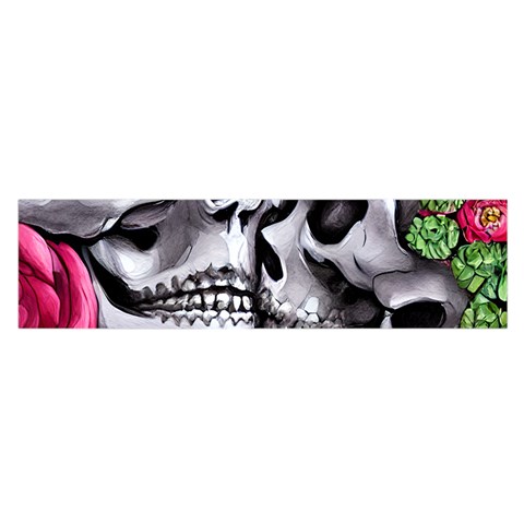 Black Skulls Red Roses Oblong Satin Scarf (16  x 60 ) from ArtsNow.com Front