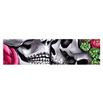 Black Skulls Red Roses Oblong Satin Scarf (16  x 60 )