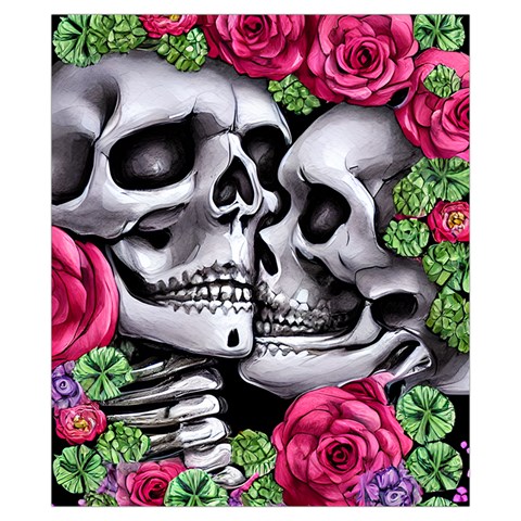 Black Skulls Red Roses Drawstring Pouch (XS) from ArtsNow.com Front