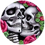 Black Skulls Red Roses Wooden Bottle Opener (Round)