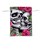 Black Skulls Red Roses Lightweight Drawstring Pouch (S)