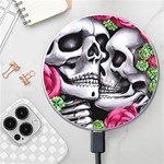 Black Skulls Red Roses Wireless Fast Charger(White)