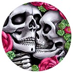 Black Skulls Red Roses Round Trivet