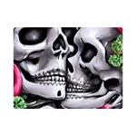 Black Skulls Red Roses One Side Premium Plush Fleece Blanket (Mini)