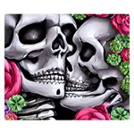 Black Skulls Red Roses One Side Premium Plush Fleece Blanket (Small)