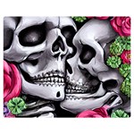 Black Skulls Red Roses One Side Premium Plush Fleece Blanket (Medium)